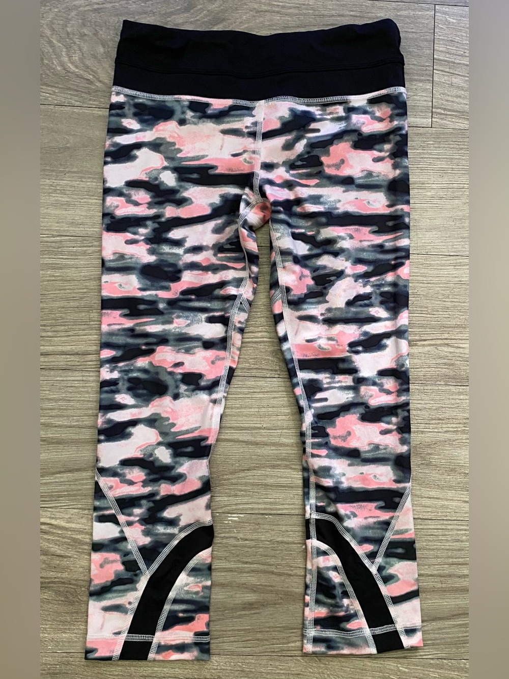 lululemon athletica Run: Inspire Crop II Pink and Black Camo Leggings